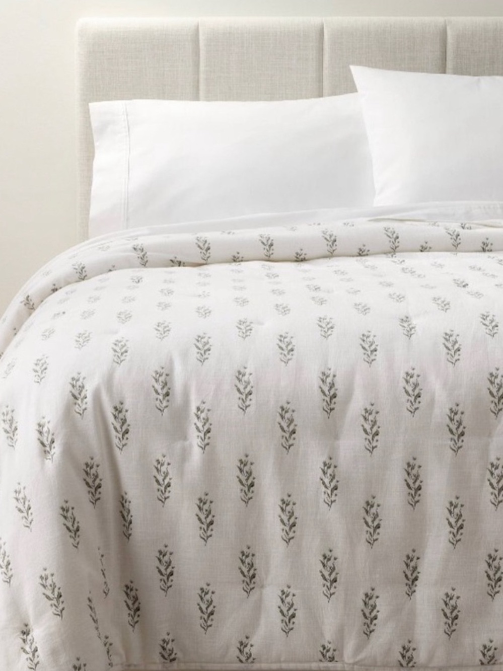 King Lofty Cotton Slub Wood Block Floral Quilt White - Threshold™ Studio McGee